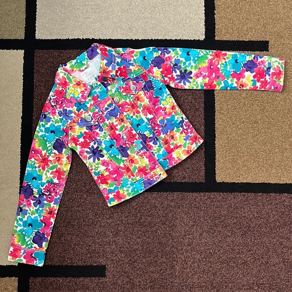 The Children’s Place - Girls Floral Denim Jacket - Size M (7/8) - Picture 4 of 6